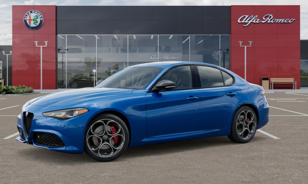 New 2025 Alfa Romeo Giulia Rwd Blue: One of the best models Palmetto Alfa Romeo-FIAT has available in Miami. We are here to help when it comes to financing your next car!