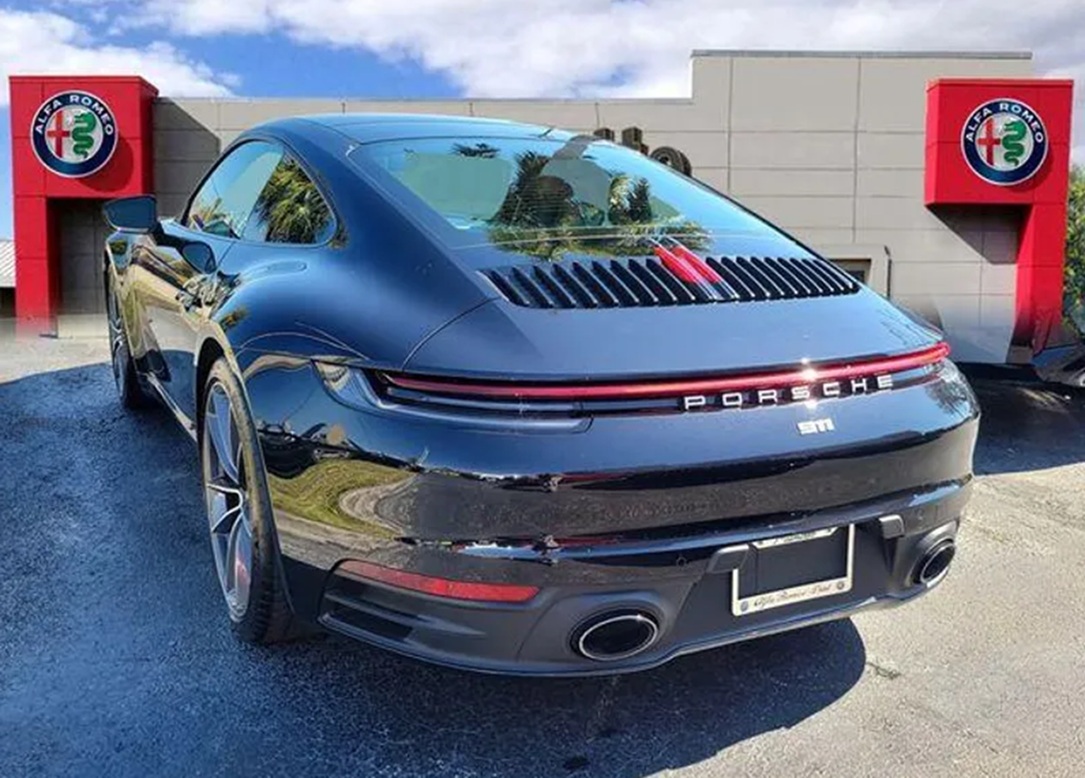 Porsche 911 back: A top choice in the Porsche 911 vs Alfa Romeo comparison. Both models are available at Palmetto Alfa Romeo-FIAT, Miami.