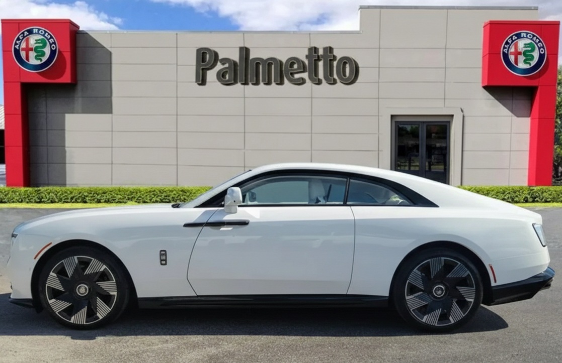 Used 2026 Rolls-Royce Spectre side: Top options within the Bentley vs Rolls-Royce comparison. Available right now at Palmetto Alfa Romeo-FIAT, Miami.