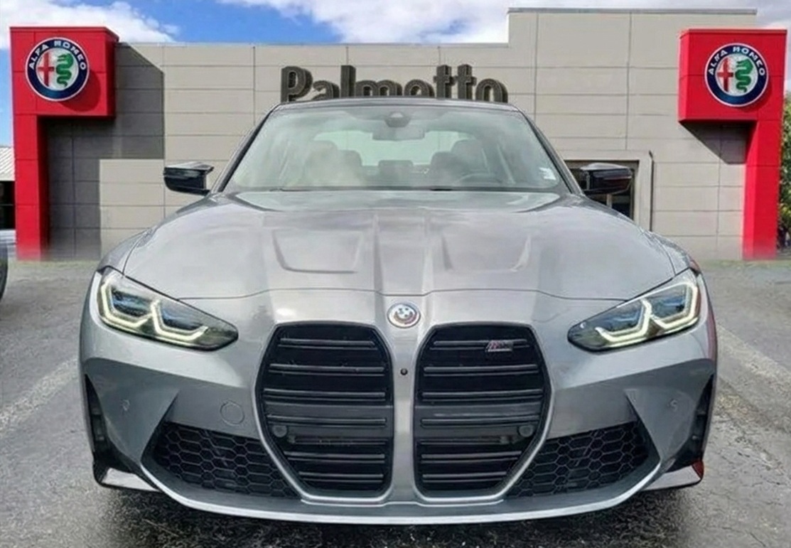 BMW M3 Competition xDrive front: One of the exclusive luxury car models in the BMW vs Mercedes-Benz comparison. Available today at Palmetto Alfa Romeo-FIAT, Miami.