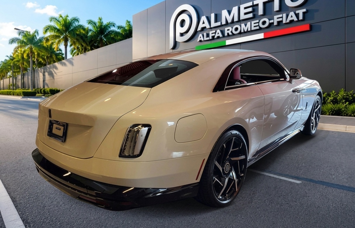 2026 Rolls-Royce Spectre Black Badge Coupe back: One of the luxury options from the 2026 Rolls-Royce lineup, available now at Palmetto Alfa Romeo-FIAT, Miami.