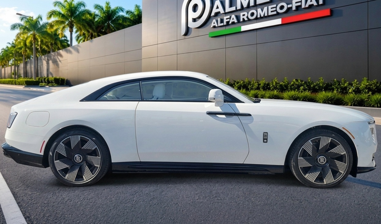 2026 Rolls-Royce Spectre side: One of the luxury options from the 2026 Rolls-Royce lineup, available now at Palmetto Alfa Romeo-FIAT, Miami.